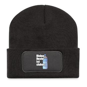Meine Rente ist sicher - Recycelte Patch Beanie - Dunkelgrau - Vorne
