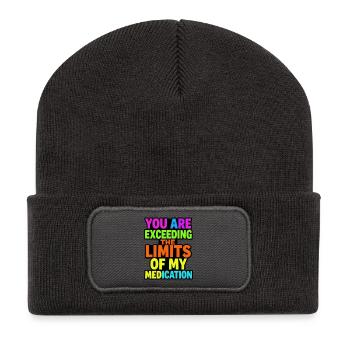 You exceed the limits of your medication - Recycled Patch Beanie - dark grey - Front