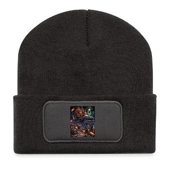 Normale Weihnachten Ist Langweilig Chaos Humor - Recycelte Patch Beanie - Dunkelgrau - Vorne