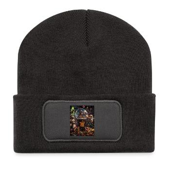 Weihnachtslogik Pause Verrücktes Chaos Humor Pur - Recycelte Patch Beanie - Dunkelgrau - Vorne