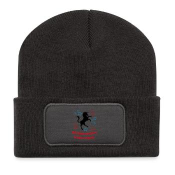 Einhorn im Schloss vergessen Unicorn Sprüche - Recycelte Patch Beanie - Dunkelgrau - Vorne
