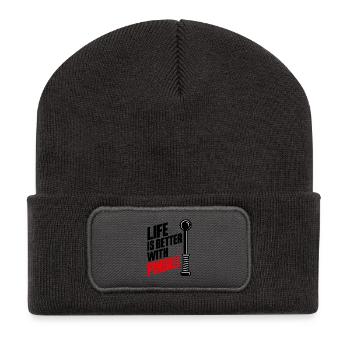Mit Flipper ist das Leben besser - Recycelte Patch Beanie - Dunkelgrau - Vorne