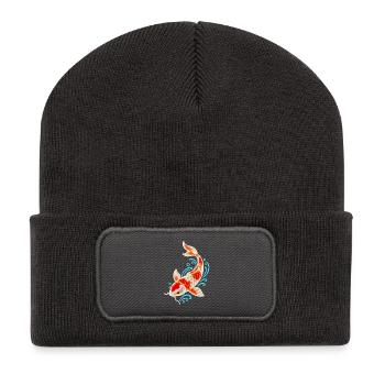 Koi-fische Japanische Koi-fische Koi-karpfen - Recycelte Patch Beanie - Dunkelgrau - Vorne