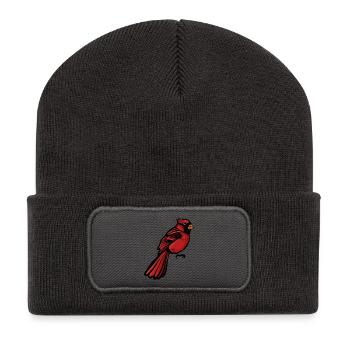 Crimson Cardinal auf Schwarz - Recycelte Patch Beanie - Dunkelgrau - Vorne