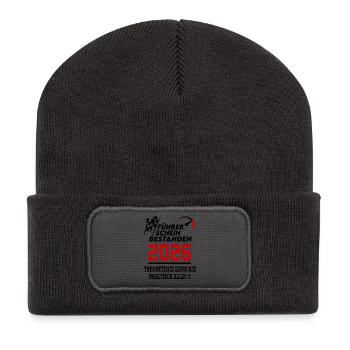 Führerschein bestanden 2026 Sprüche Fahrschule - Recycelte Patch Beanie - Dunkelgrau - Vorne