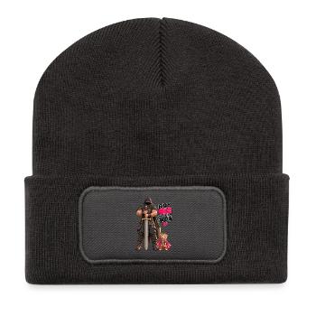 Knight Kitten Wächter - Recycelte Patch Beanie - Dunkelgrau - Vorne