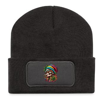 HIGH VIBES - Recycelte Patch Beanie - Dunkelgrau - Vorne