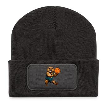 Biber Basketball - Recycelte Patch Beanie - Dunkelgrau - Vorne