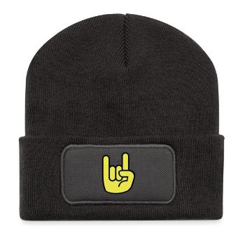 Heavy Metal Hand - Recycelte Patch Beanie - Dunkelgrau - Vorne