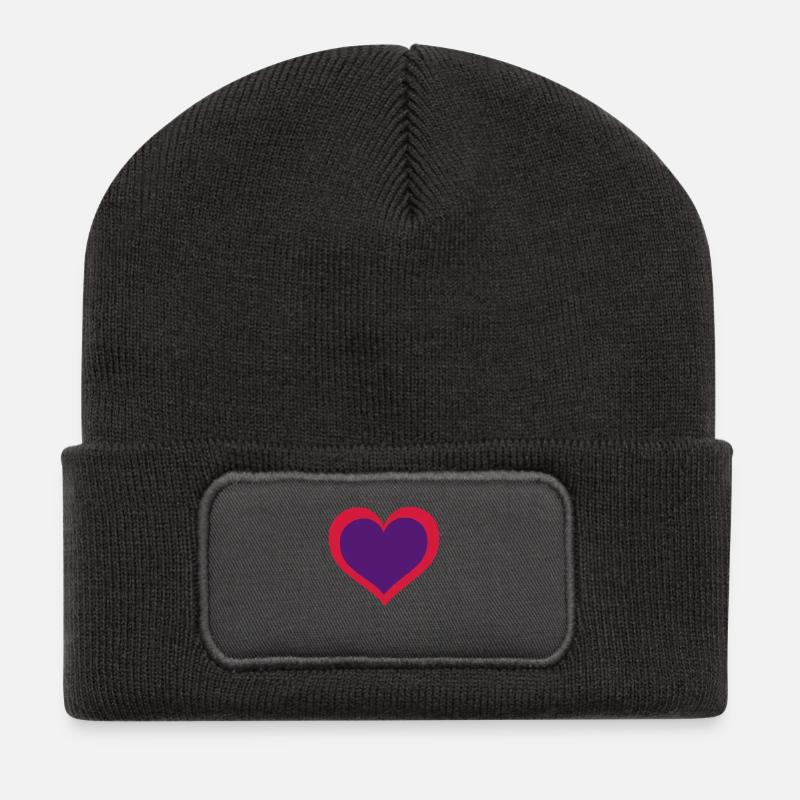 herz - Recycelte Patch Beanie - Dunkelgrau