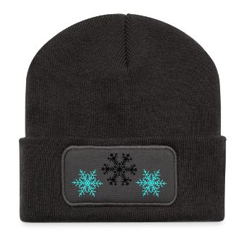 Schneeflocken - Recycelte Patch Beanie - Dunkelgrau - Vorne