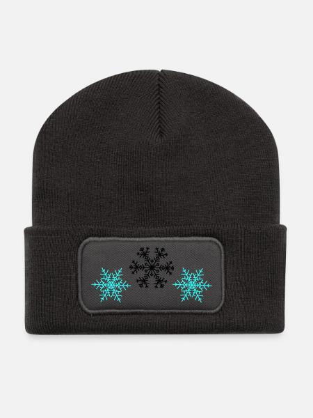 Schneeflocken - Recycelte Patch Beanie - Dunkelgrau