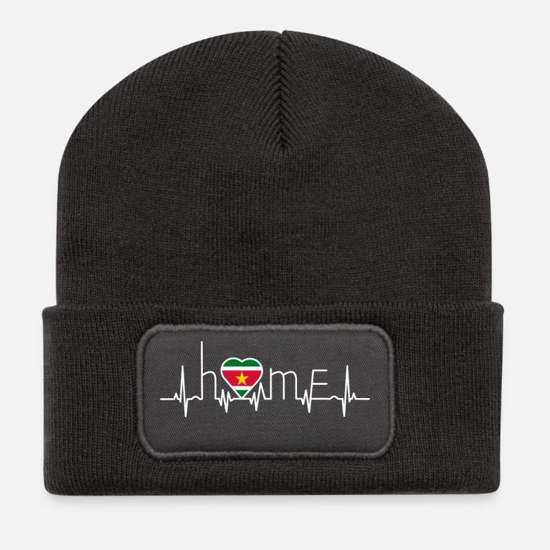 j'aime la maison la maison Surinam - Beanie recyclé à patch - charbon