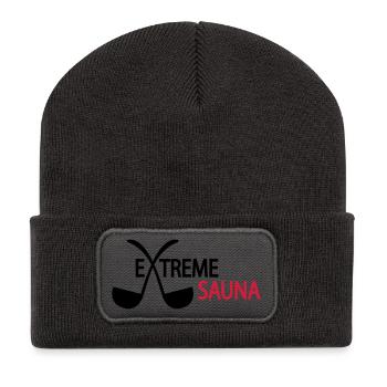 2541614 15524168 sauna - Recycelte Patch Beanie - Dunkelgrau - Vorne