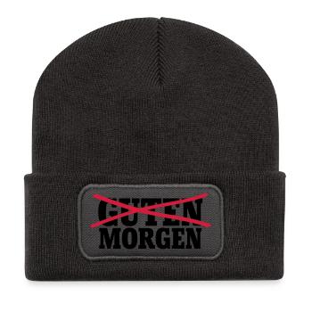 Guten Morgen - Recycelte Patch Beanie - Dunkelgrau - Vorne