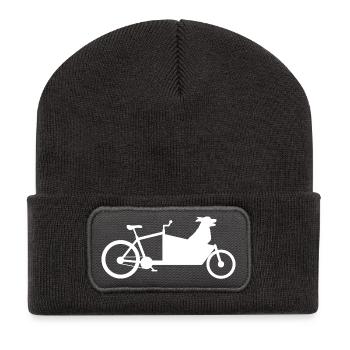 Chien de vélo de cargaison - Beanie recyclé à patch - charbon - Devant