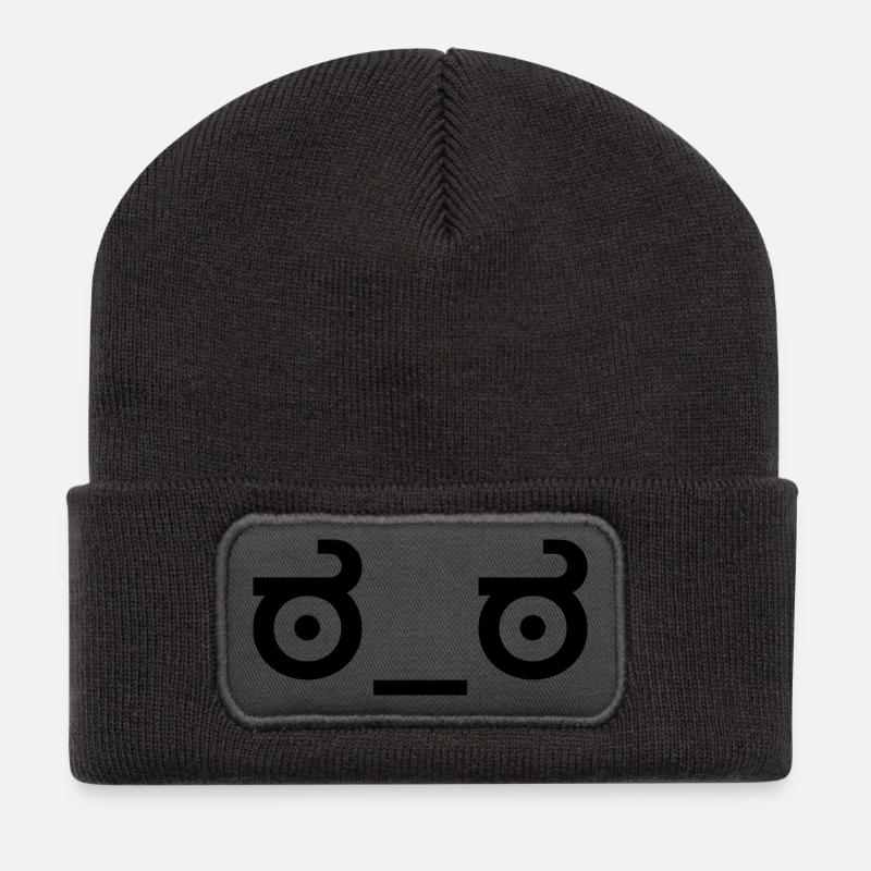 Look of Disapproval - dark - Recycelte Patch Beanie - Dunkelgrau