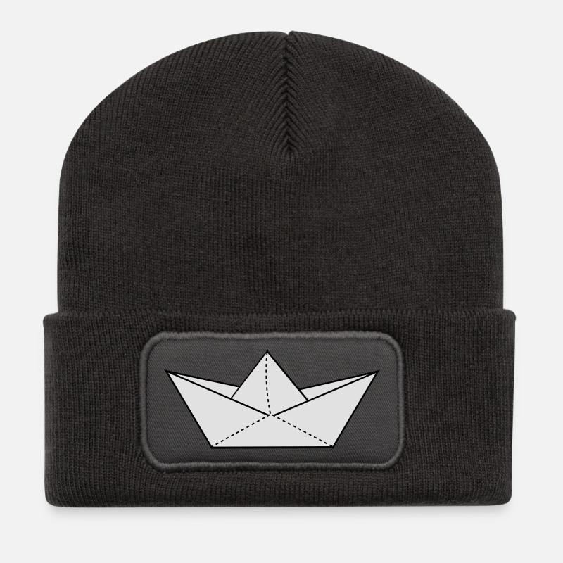 papier origami boot - Recycelte Patch Beanie - Dunkelgrau