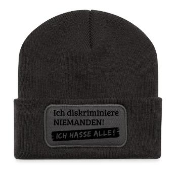 No discrimination - I hate all [1c] - Recycled Patch Beanie - dark grey - Front