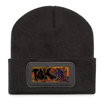 Graffiti - Recycelte Patch Beanie - Dunkelgrau - Vorne