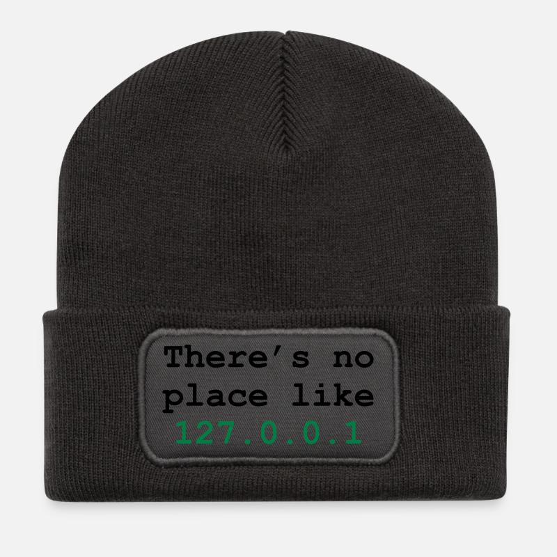 there's no place like 127.0.0.1 - Recycled Patch Beanie - dark grey