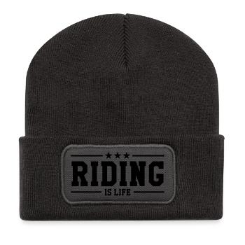 Riding is life - Recycelte Patch Beanie - Dunkelgrau - Vorne
