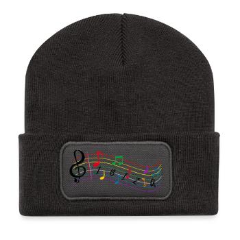 Noten ibiza - Noten für Musik - Kook Art - Recycelte Patch Beanie - Dunkelgrau - Vorne