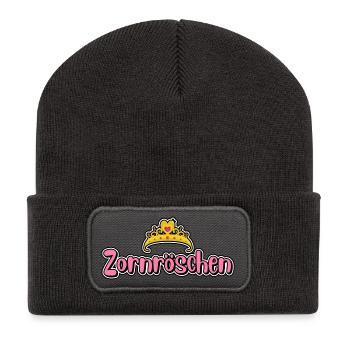 Zornröschen - Recycelte Patch Beanie - Dunkelgrau - Vorne