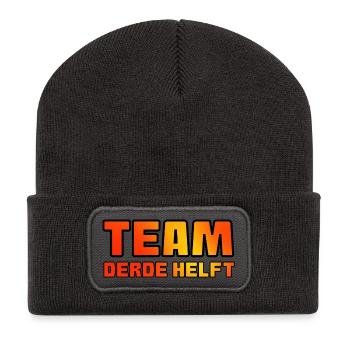 Team dritte Halbzeit. Für echte Fußballfans * - Recycelte Patch Beanie - Dunkelgrau - Vorne
