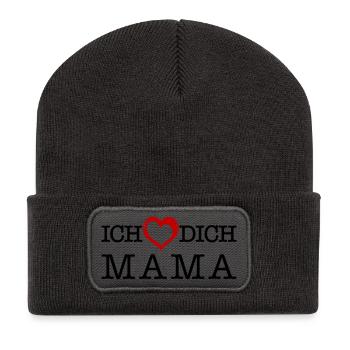 Ich lieb dich Mama - Recycelte Patch Beanie - Dunkelgrau - Vorne