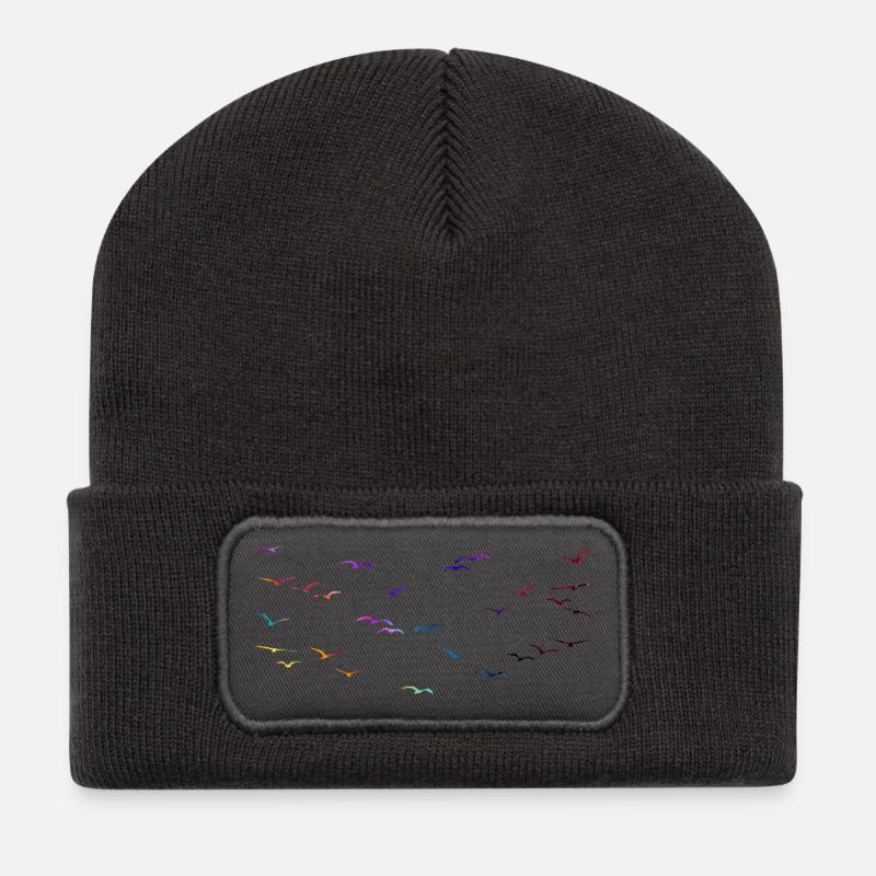 Colorful birds - Recycled Patch Beanie - dark grey