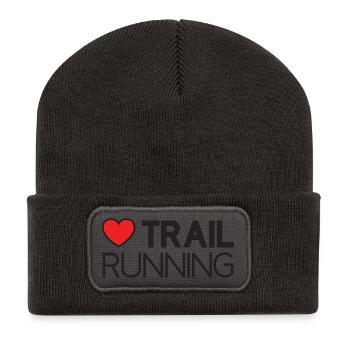 Ich liebe Trailrunning - Recycelte Patch Beanie - Dunkelgrau - Vorne