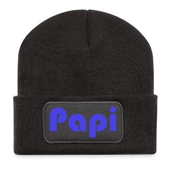 PAPY. FÊTE DES PÈRES. BONNE FÊTE PAPY. JE T'AIME. - Beanie recyclé à patch - charbon - Devant