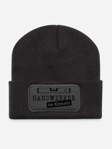 Handwerker im Einsatz Wasserwaage Handwerk Bau - Recycelte Patch Beanie - Dunkelgrau