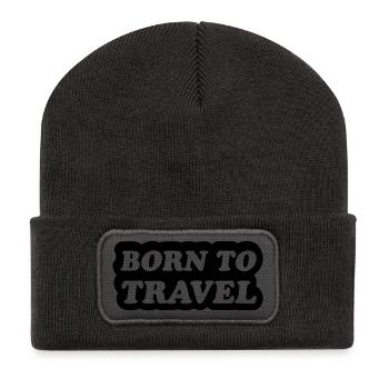 Né pour voyager - Beanie recyclé à patch - charbon - Devant