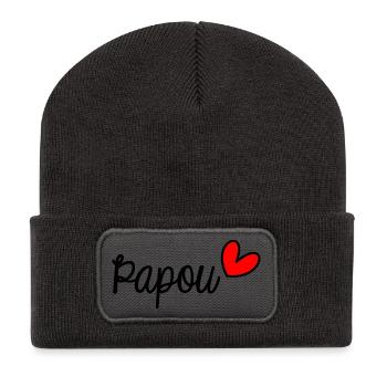 PAPUA. PAPA. VATERTAG. FROHER VATERTAG - Recycelte Patch Beanie - Dunkelgrau - Vorne