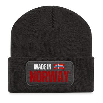 Fabriqué en Norvège, fierté norvégienne - Beanie recyclé à patch - charbon - Devant