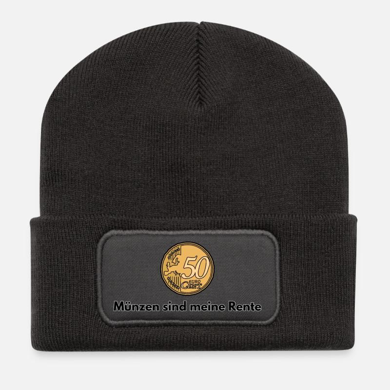 Muenzen sind meine Rente - Recycelte Patch Beanie - Dunkelgrau