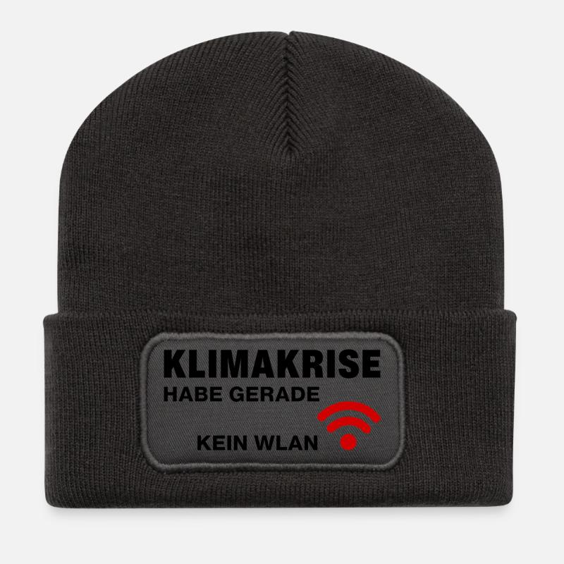 Climate crisis - I don't have Wi-Fi right now - Recycled Patch Beanie - dark grey