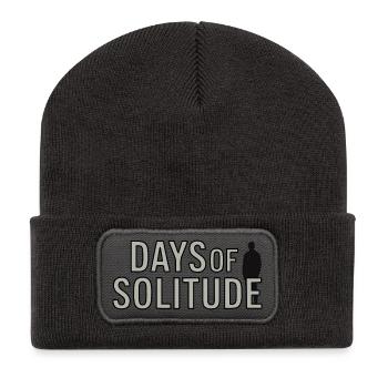 Minimalistische einsame Silhouette Illustration - Recycelte Patch Beanie - Dunkelgrau - Vorne