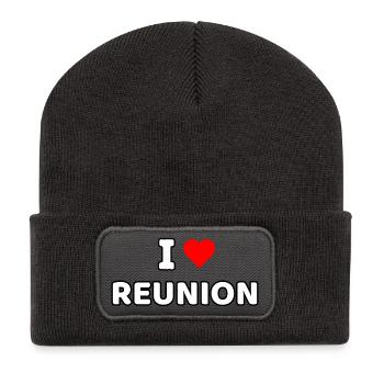 I love Reunion Island - Recycled Patch Beanie - dark grey - Front
