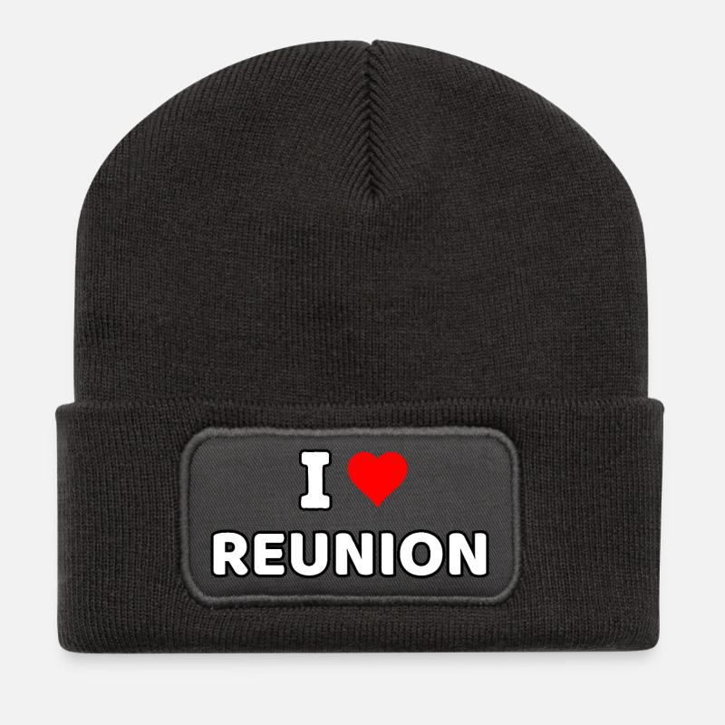 Ich liebe La Réunion - Recycelte Patch Beanie - Dunkelgrau