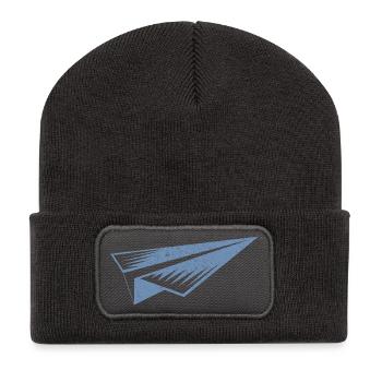 Silhouette d'avion en papier style grunge - Beanie recyclé à patch - charbon - Devant