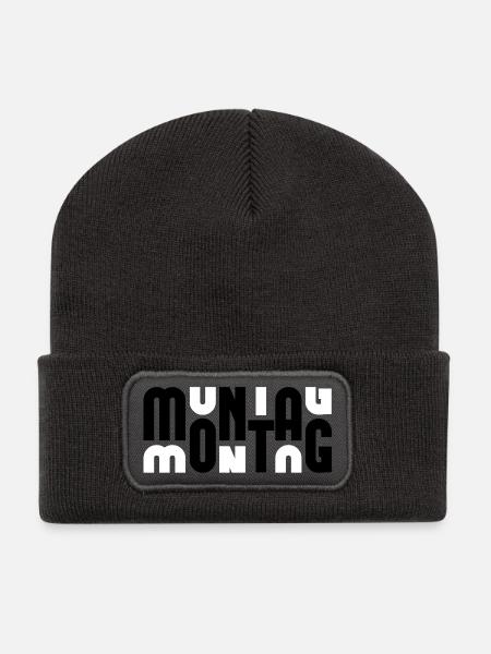 Lundi Noir/Blanc - Beanie recyclé à patch - charbon