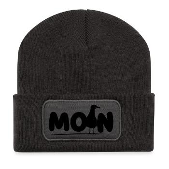 Hello with Seagull - Recycled Patch Beanie - dark grey - Front