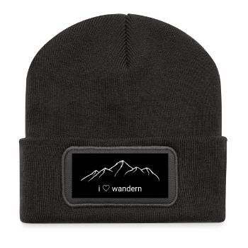 Bergshilouette J’adore la randonnée - Beanie recyclé à patch - charbon - Devant