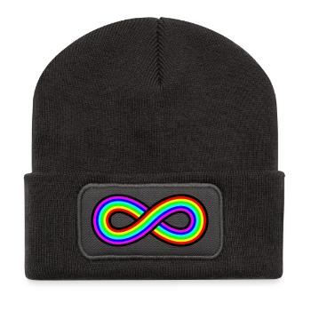 Autismus Regenbogen Unendlichkeit - Recycelte Patch Beanie - Dunkelgrau - Vorne