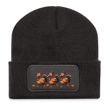 Thanksgiving Truthahn Baby - Recycelte Patch Beanie - Dunkelgrau - Vorne