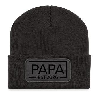 Papa 2026 Logo Expectant Dad 2026 Papa est 2026 - Beanie recyclé à patch - charbon - Devant