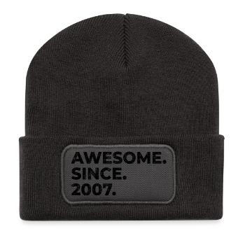 Awesome since 2007 | Birthday | Gift - Recycled Patch Beanie - dark grey - Front